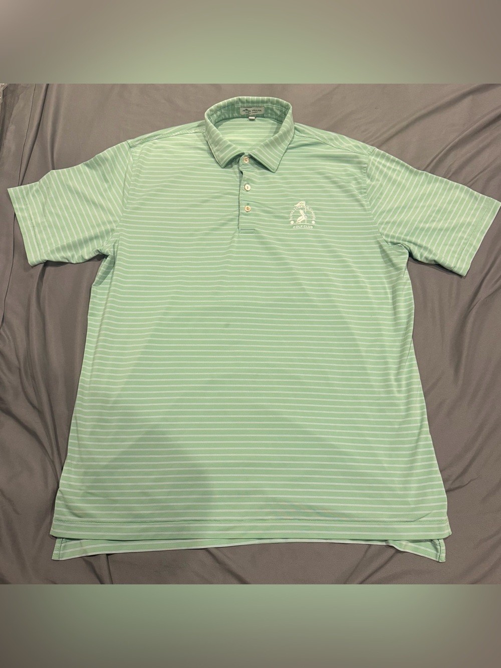 Peter Millar Shirt Mens Large Green Summer Comfort Short Sleeve Polo Striped